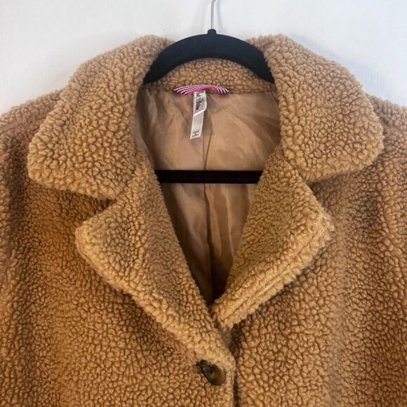 Pink Platinum Brown Fleece Teddy Jacket Lined Boho Casual Neutral Size Medium - Picture 3 of 11